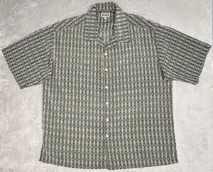 Vintage Y2K Mench Men's 4X Black Cream Geometric Camp Collar Button Shirt Retro